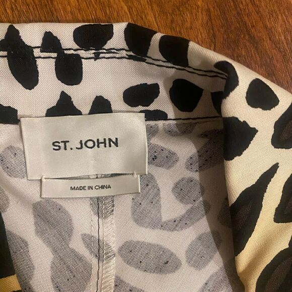 ST John Margay Cat Print Silk Shirtdress Size 10 NWOT Leopard Print - Picture 6 of 7
